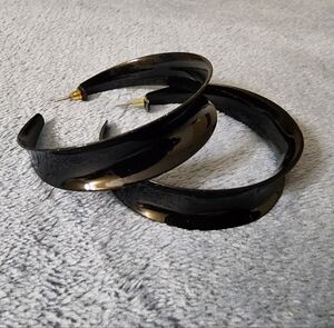 Chunky Black Hoop Earrings – Glossy Wide Resin Statement Hoops